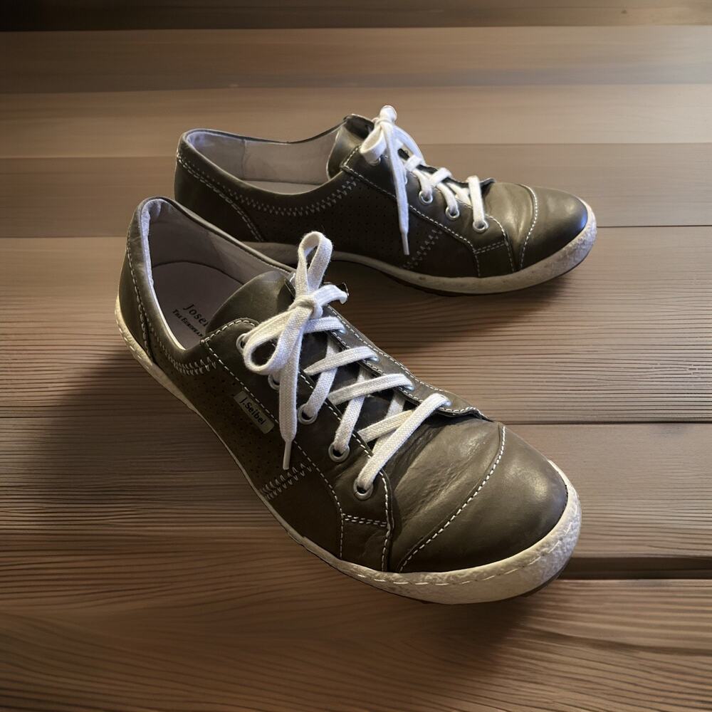 JOSEF SEIBEL Leather Sneakers Caspian Cushion Support Size EU 39 US 8.5-9 Grey